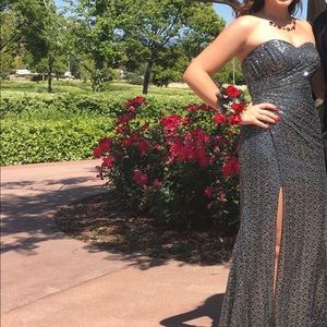 Grey sequin prom dress